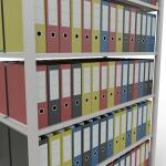 Grundregal, Büro-Fachbodenregal Stecksystem MULTIplus150, 2000 x 1300 x 600 mm (HxBxT), 6 Fachböden, Längenriegel, RAL 7035 lichtgrau, mit Mittelanschlag