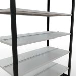 Grundregal, Büro-Fachbodenregal Stecksystem MULTIplus150, 2300 x 1300 x 600 mm (HxBxT), 7 Fachböden, Längenriegel, schwarz/RAL 7035 lichtgrau, mit Mittelanschlag