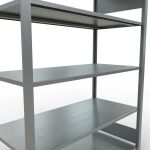 Grundregal, Büro-Fachbodenregal Stecksystem MULTIplus150, 1800 x 1300 x 600 mm (HxBxT), 5 Fachböden, Längenriegel, verzinkt, ohne Mittelanschlag