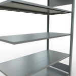 Anbauregal, Büro-Fachbodenregal Stecksystem MULTIplus150, 1800 x 1300 x 600 mm (HxBxT), 5 Fachböden, Längenriegel, verzinkt, ohne Mittelanschlag