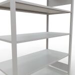 Grundregal, Büro-Fachbodenregal Stecksystem MULTIplus150, 1800 x 1300 x 600 mm (HxBxT), 5 Fachböden, Längenriegel, RAL 7035 lichtgrau, ohne Mittelanschlag