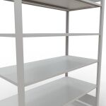 Grundregal, Büro-Fachbodenregal Stecksystem MULTIplus150, 2000 x 1300 x 600 mm (HxBxT), 6 Fachböden, Längenriegel, RAL 7035 lichtgrau, ohne Mittelanschlag