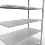 Anbauregal, Büro-Fachbodenregal Stecksystem MULTIplus150, 2300 x 1300 x 600 mm (HxBxT), 7 Fachböden, Längenriegel, RAL 7035 lichtgrau, ohne Mittelanschlag