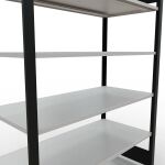 Grundregal, Büro-Fachbodenregal Stecksystem MULTIplus150, 2000 x 1300 x 600 mm (HxBxT), 6 Fachböden, Längenriegel, schwarz/RAL 7035 lichtgrau, ohne Mittelanschlag