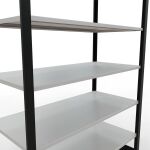 Grundregal, Büro-Fachbodenregal Stecksystem MULTIplus150, 2300 x 1300 x 600 mm (HxBxT), 7 Fachböden, Längenriegel, schwarz/RAL 7035 lichtgrau, ohne Mittelanschlag