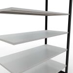 Anbauregal, Büro-Fachbodenregal Stecksystem MULTIplus150, 2300 x 1300 x 600 mm (HxBxT), 7 Fachböden, Längenriegel, schwarz/RAL 7035 lichtgrau, ohne Mittelanschlag