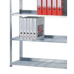 Grundregal, Büro-Fachbodenregal Schraubsystem MULTIplus85, 2000 x 1000 x 300 mm (HxBxT), 6 Fachböden, verzinkt, mit Anschlagleiste