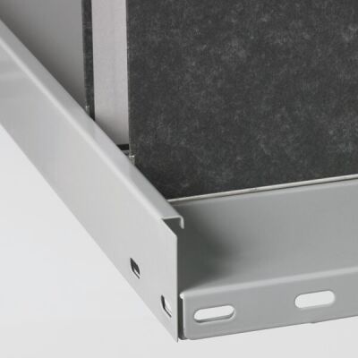 Anbauregal, Büro-Fachbodenregal Schraubsystem MULTIplus85, 1800 x 1000 x 300 mm (HxBxT), 5 Fachböden, RAL 7035 lichtgrau, mit Anschlagleiste