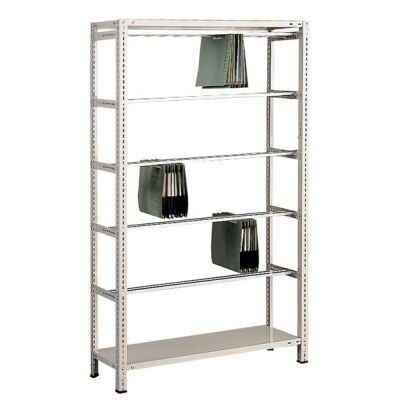 Grundregal, Schraub-Pendelhefterregal Elba/Leitz, 1800 x 1000 x 350 mm (HxBxT), RAL 7035 lichtgrau, 5 Pendelstangen