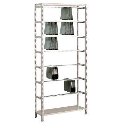 Grundregal, Schraub-Pendelhefterregal Elba/Leitz, 2300 x 1000 x 350 mm (HxBxT), RAL 7035 lichtgrau, 7 Pendelstangen