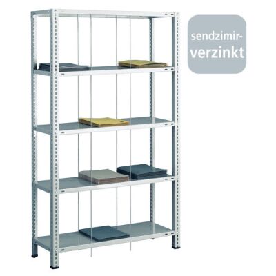 Grundregal, Schraub-Fädelstäberegal BASIC70, 1800 x 900 x 350 mm (HxBxT), 5 Fachböden, verzinkt