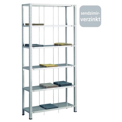 Grundregal, Schraub-Fädelstäberegal BASIC70, 2000 x 900 x 350 mm (HxBxT), 6 Fachböden, verzinkt