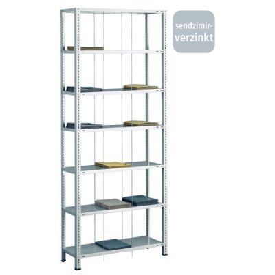 Grundregal, Schraub-Fädelstäberegal BASIC70, 2300 x 900 x 350 mm (HxBxT), 7 Fachböden, verzinkt