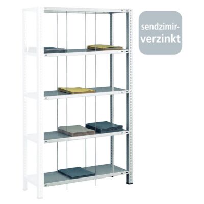 Anbauregal, Schraub-Fädelstäberegal BASIC70, 1800 x 900 x 350 mm (HxBxT), 5 Fachböden, verzinkt