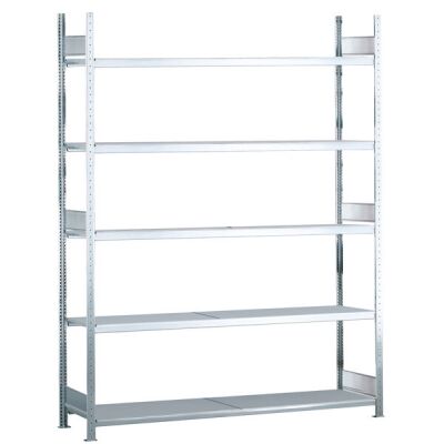 Grundregal, Weitspannregal WS 2000 mit Stahlböden, 3000 x 1500 x 600 mm (HxBxT), verzinkt, 5 Ebenen, Fachlast 400 kg, Feldlast 2.000 kg