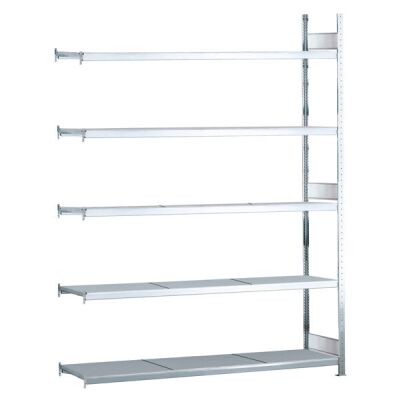 Anbauregal, Weitspannregal WS 2000 mit Stahlböden, 3000 x 2250 x 400 mm (HxBxT), verzinkt, 5 Ebenen, Fachlast 400 kg, Feldlast 2.000 kg