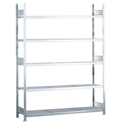Grundregal, Weitspannregal WS 2000 mit Stahlböden, 3000 x 2250 x 800 mm (HxBxT), verzinkt, 5 Ebenen, Fachlast 400 kg, Feldlast 2.000 kg
