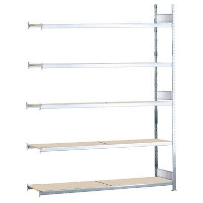 Anbauregal, Weitspannregal WS 2000 mit Spanplatten, 3000 x 2000 x 400 mm (HxBxT), verzinkt, 5 Ebenen, Fachlast 400 kg, Feldlast 2.000 kg