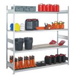 Grundregal, Weitspannregal WS 2000 mit Spanplatten, 2500 x 2250 x 800 mm (HxBxT), verzinkt, 4 Ebenen, Fachlast 400 kg, Feldlast 1.600 kg