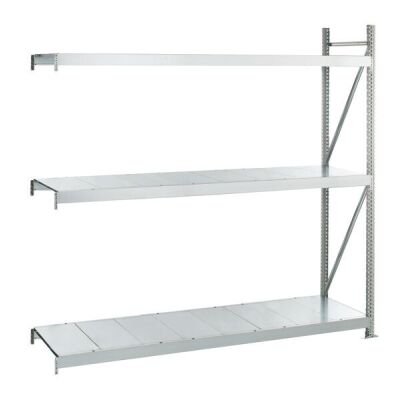 Anbauregal, Weitspannregal WS 3000 ML50 mit Stahlpaneelen, 2000 x 2000 x 600 mm, verzinkt, 3 Ebenen, Fachlast 500 kg, Feldlast 1.500 kg