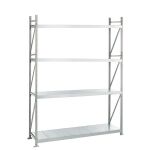 Grundregal, Weitspannregal WS 3000 ML50 mit Stahlpaneelen, 2500 x 2500 x 800 mm, verzinkt, 4 Ebenen, Fachlast 500 kg, Feldlast 2.000 kg