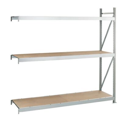 Anbauregal, Weitspannregal WS 3000 ML50 mit Spanplatten, 2000 x 1500 x 600 mm, verzinkt, 3 Ebenen, Fachlast 500 kg, Feldlast 1.500 kg