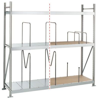 Grundregal, Weitspannregal WS 3000 ML50 mit Spanplatten, 2000 x 1500 x 800 mm, verzinkt, 3 Ebenen, Fachlast 500 kg, Feldlast 1.500 kg