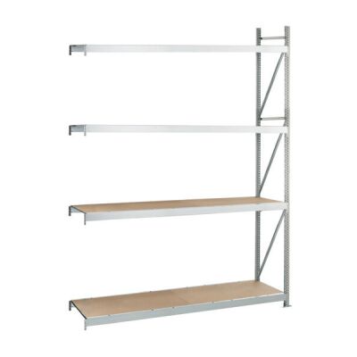 Anbauregal, Weitspannregal WS 3000 ML50 mit Spanplatten, 2500 x 1500 x 800 mm, verzinkt, 4 Ebenen, Fachlast 500 kg, Feldlast 2.000 kg