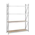 Grundregal, Weitspannregal WS 3000 ML50 mit Spanplatten, 2500 x 2250 x 800 mm, verzinkt, 4 Ebenen, Fachlast 500 kg, Feldlast 2.000 kg