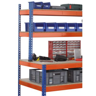 Z1-Packtisch mit Lagerebene und Regalaufsatz, 1981 x 2450 x 773/316 mm, blau/orange