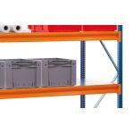AR, Weitspannregal mit Stahlpaneelen W 100, 2000 x 1785 x 600 mm, blau/orange/verzinkt, 3 Ebenen, Fachlast 600 kg
