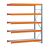 AR, Weitspannregal mit Stahlpaneelen W 100, 3000 x 1785 x 1000 mm, blau/orange/verzinkt, 5 Ebenen, Fachlast 600 kg