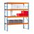 GR, Weitspannregal mit Stahlpaneelen W 100, 2500 x 2140 x 600 mm, blau/orange/verzinkt, 4 Ebenen, Fachlast 950 kg