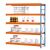 AR, Weitspannregal mit Spanplatten W 100, 3000 x 2140 x 600 mm, blau/orange/verzinkt, 5 Ebenen, Fachlast 950 kg