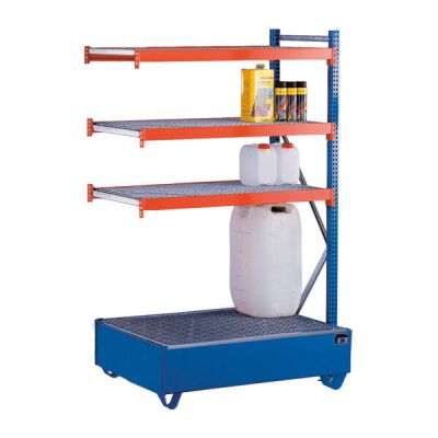 W 100 Umweltregal-Set, Anbauregal, 2000 x 1250 x 600 mm, blau/orange/verzinkt