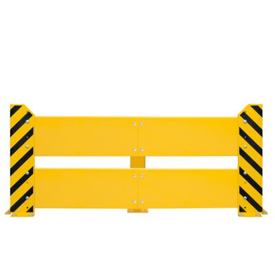 Rammschutzwand für Doppelregale, 800 x (1100+200+1100) mm (H x B), gelb/schwarz