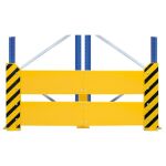Rammschutzwand für Doppelregale, 800 x (1100+200+1100) mm (H x B), gelb/schwarz
