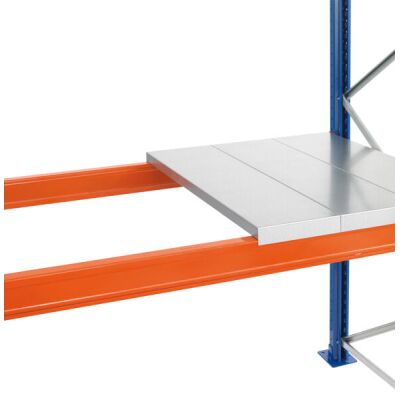 Stahlpaneel-Ebene für Palettenregal, 800 x 1.350 mm, aufgelegt, s = 1,25 mm, Fachlast 1.200 kg/Ebene, verzinkt (nicht zur Lagerung von Paletten geeignet)