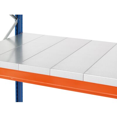 Stahlpaneel-Ebene für Palettenregal, 800 x 2.700 mm, aufgelegt, s = 1,25 mm, Fachlast 2.700 kg/Ebene, verzinkt (nicht zur Lagerung von Paletten geeignet)