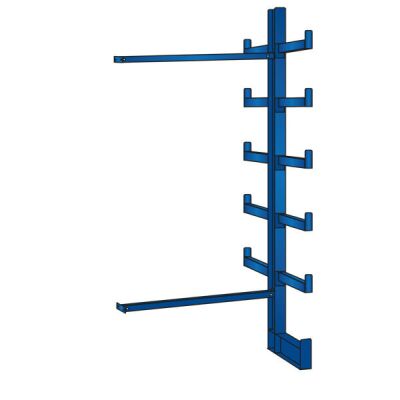 Anbauregal, K 1000 Kragarmregal-Set, einseitig, 2000 x 1250 x 500 (HxBxT), RAL 5010 enzianblau, Tragkraft je arm: 200 kg, Tragkraft gesamt einschließlich Fußebene: 1.200 kg