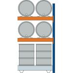 AR, Fassregal, 2500 x 1350 x 800 mm, blau/verzinkt/RAL...