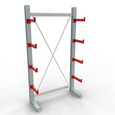 K 3000 Komplettregal, einseitig, 2500 x 1300 x 400 mm, RAL 7001 / RAL 3000, 5 Lagerebenen