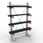 K 3000 Komplettregal, einseitig, 2500 x 1300 x 400 mm, RAL 7001 / RAL 3000, 5 Lagerebenen