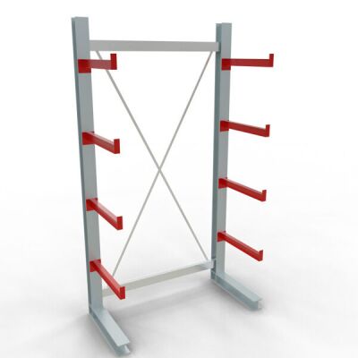 K 3000 Komplettregal, einseitig, 2500 x 1300 x 600 mm, RAL 7001 / RAL 3000, 5 Lagerebenen