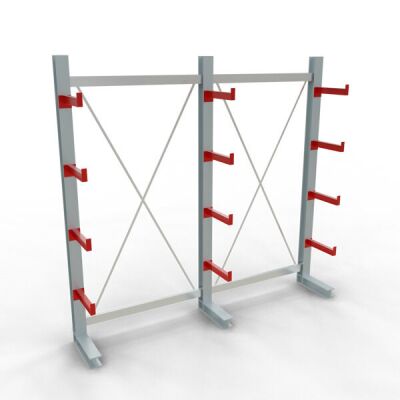 K 3000 Komplettregal, einseitig, 2500 x 2600 x 400 mm, RAL 7001 / RAL 3000, 5 Lagerebenen