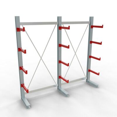 K 3000 Komplettregal, einseitig, 2500 x 2600 x 500 mm, RAL 7001 / RAL 3000, 5 Lagerebenen