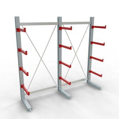 K 3000 Komplettregal, einseitig, 2500 x 2600 x 600 mm, RAL 7001 / RAL 3000, 5 Lagerebenen