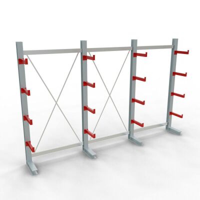 K 3000 Komplettregal, einseitig, 2500 x 3900 x 400 mm, RAL 7001 / RAL 3000, 5 Lagerebenen