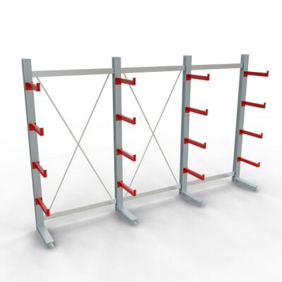 K 3000 Komplettregal, einseitig, 2500 x 3900 x 500 mm, RAL 7001 / RAL 3000, 5 Lagerebenen