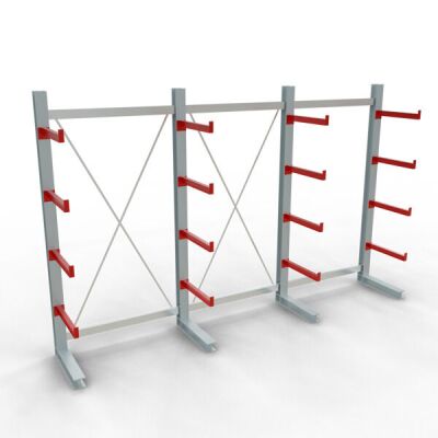 K 3000 Komplettregal, einseitig, 2500 x 3900 x 600 mm, RAL 7001 / RAL 3000, 5 Lagerebenen